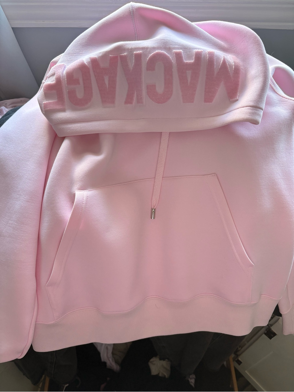 Mackage Pink Embroidered-Logo Hoodie